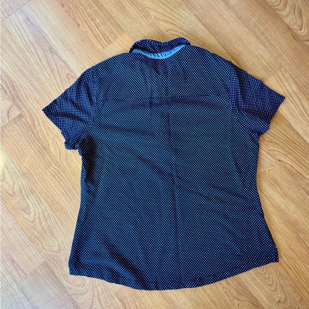 Tommy Hilfiger Women’s Navy Polka Dot Pattern Short Sleeve Collared Polo Size XL - Picture 6 of 7